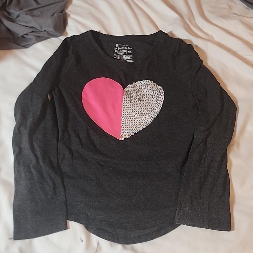 MEMBERS MARK LONG SLEEVE HEART TOP SZ 7/8